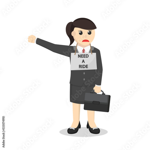 business woman secretary need a ride to the office design character on white background