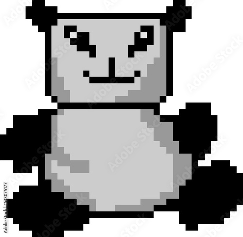 Pixel art cute panda cartoon