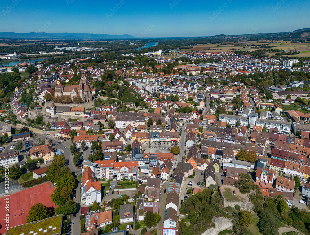 Aerial view of the city Breisach am Kaiserstuhl in Germany