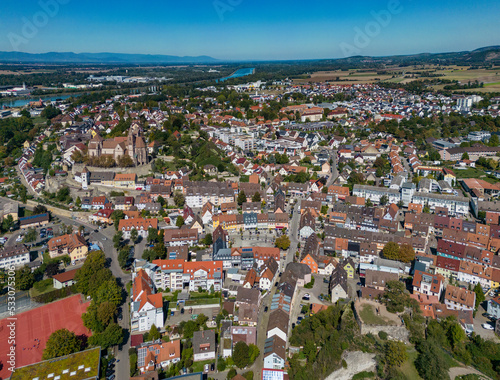 Aerial view of the city Breisach am Kaiserstuhl in Germany
