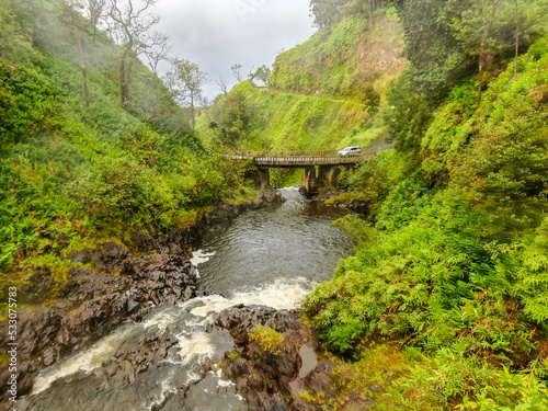 Waterfall along the road to Hana on the Hawaiian Island of Maui 4