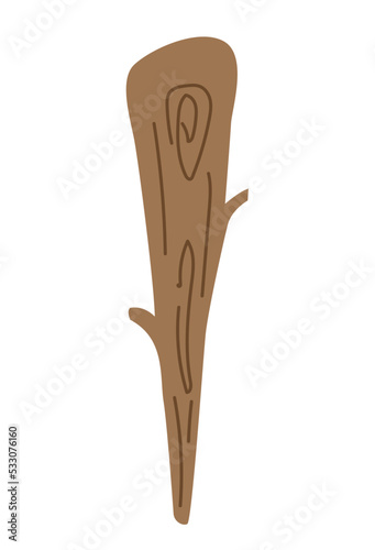 Ancient cudgel icon. Weapon for hunting dangerous animals and protecting camp, BC scene. Graphic element for website, sticker for social networks and messengers. Cartoon flat vector illustration