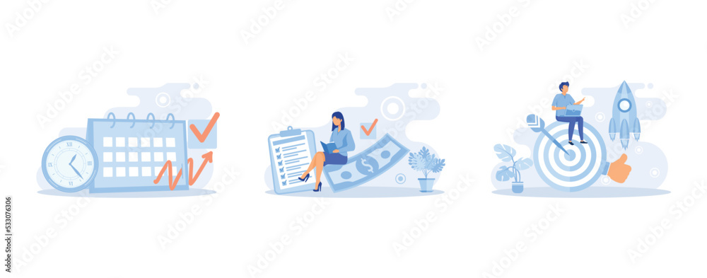 Personal quality, Adaptability, flexibility and resilience, mental strength, psychological suppleness, decision making, leadership role, set flat vector modern illustration - obrazy, fototapety, plakaty 