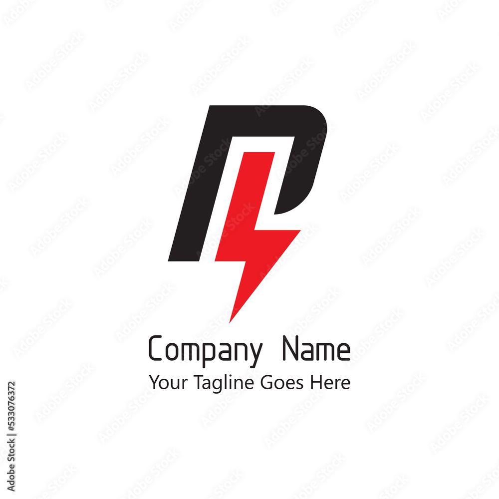 Letter P combine with electric power sign for logo. Letter P combine with electric power sign for logo.