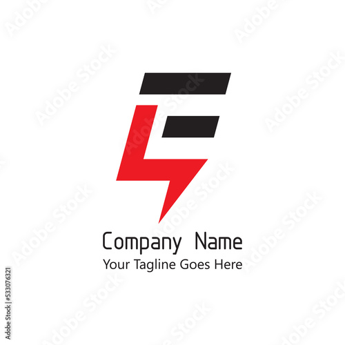 Typography for company symbol logo of letter E combine with electric power sign.