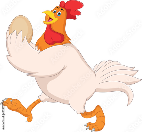 cartoon cute chicken holding egg