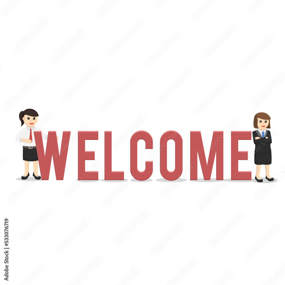 Fototapeta premium business woman secretary welcome character on white background