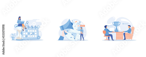 Deadline abstract concept, Macromarketing abstract concept, Workout fashion abstract concept , set flat vector modern illustration