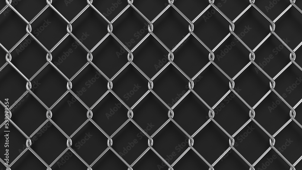 Chain link fence background. Metallic wire fence. 3D rendered image. Chain link fence background. Metallic wire fence. 3D rendered image.
