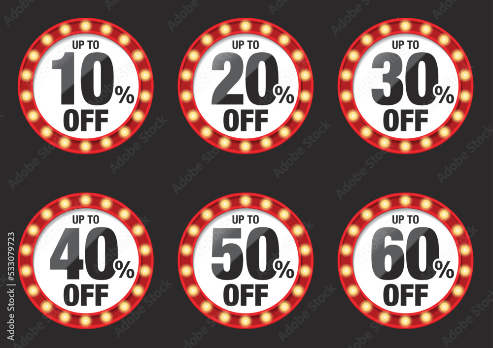 Obraz premium SALE OFFアイコンセット6種_黒背景