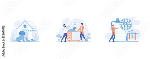 Breed club abstract concept, Vet clinic abstract concept, HPV test abstract concept, set flat vector modern illustration