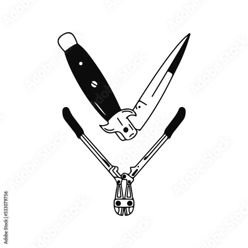knife and pliers wire illustration vector