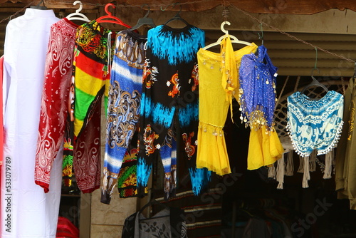 Goods and clothing are sold in a large store in Israel.