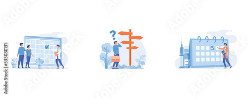 Family planning abstract concept, Decision making abstract concept, Immunization schedule abstract concept , set flat vector modern illustration
