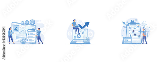 Workflow abstract concept, Online business abstract concept, Project management abstract concept , set flat vector modern illustration