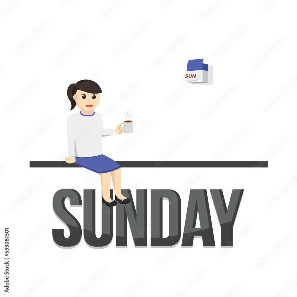 business woman secretary sunday design character on white background business woman secretary sunday design character on white background