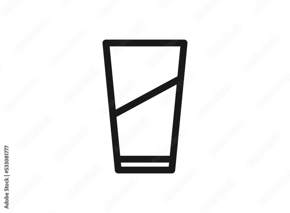 Water glass icon vector on a white background. Water glass icon vector on a white background.