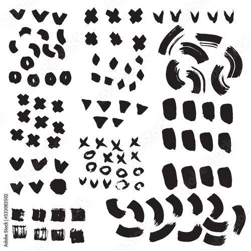 Vector abstract hand drawn black and white inkmarks 