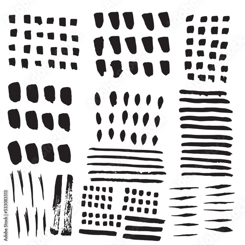 Vector abstract hand drawn  black and white inkmarks 