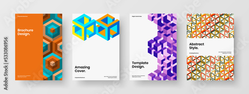 Amazing geometric tiles book cover layout composition. Modern banner A4 vector design template bundle. © pro