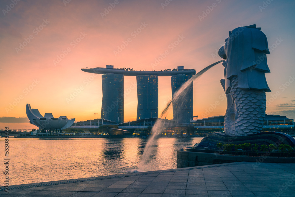 Mbs Colouring February 6, 2020: merlion and sands at marina bay in the central area ...