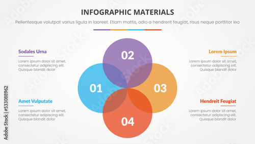infographic slide presentation template with modern flat style color with circle shape and number