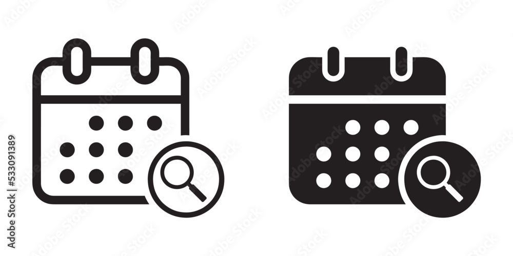ofvs149 OutlineFilledVectorSign ofvs - calendar magnifying glass vector icon . isolated transparent . search . black outline and filled version . AI 10 / EPS 10 . g11488 ofvs149 OutlineFilledVectorSign ofvs - calendar magnifying glass vector icon . isolated transparent . search . black outline and filled version . AI 10 / EPS 10 . g11488