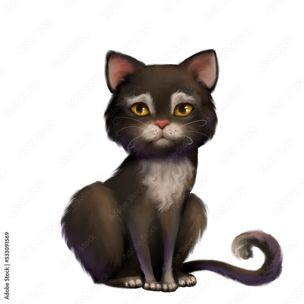 Black cat cartoon illustration