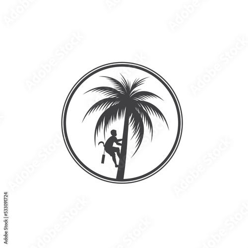 palm sugar farmer illustration, vector art. photo