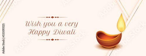 modern style shubh deepavali greeting card banner with oil diya design