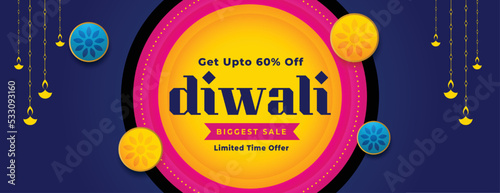 happy diwali biggest sale banner in flat style photo