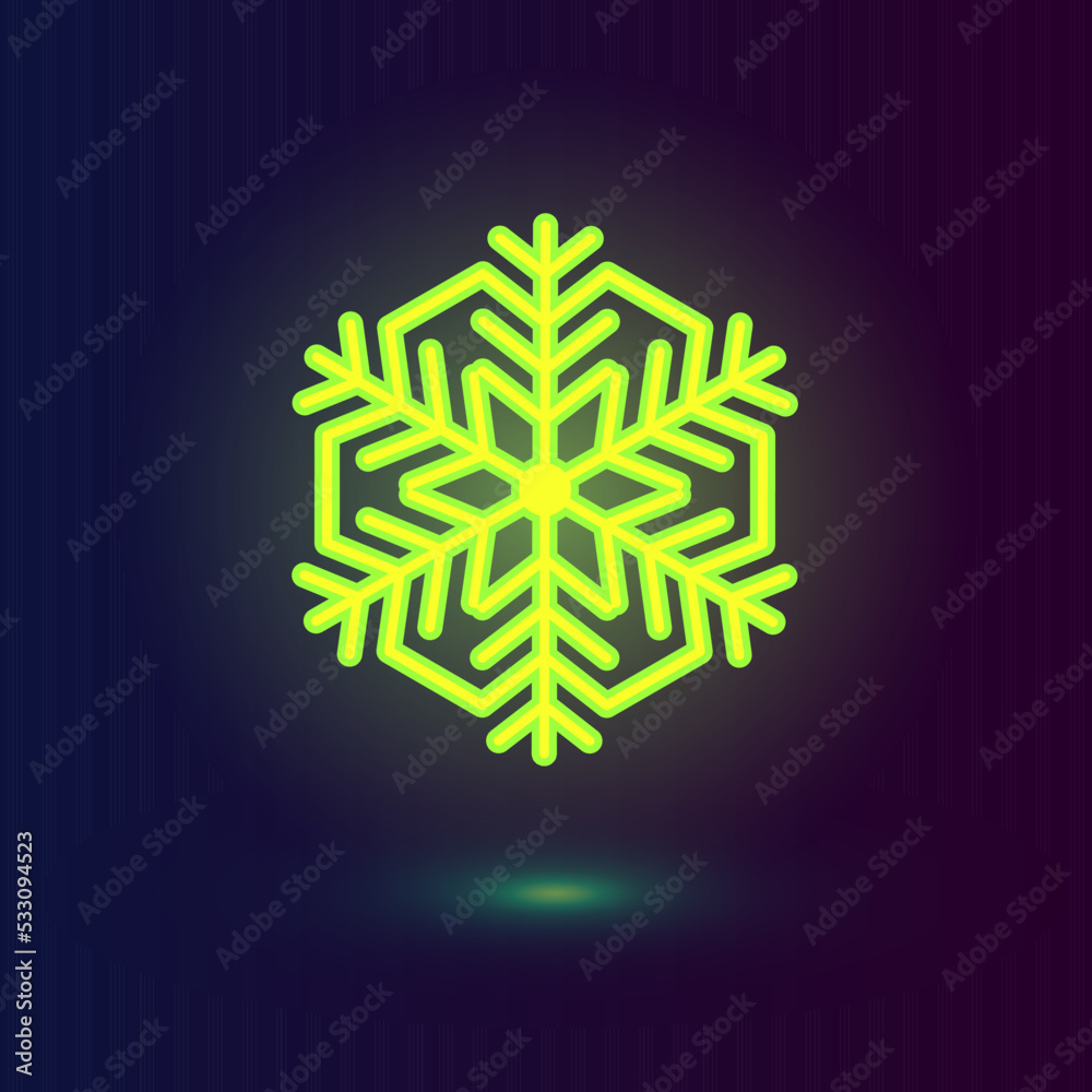 Vector neon green snowflake. Winter icons on dark blue background. Vector neon green snowflake. Winter icons on dark blue background.