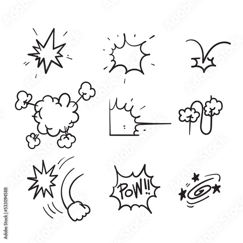 hand drawn doodle bump impact explosion illustration vector
