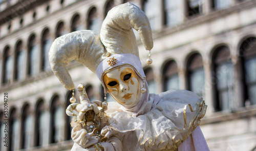 the joker costume in Piazza San Marco in Venice