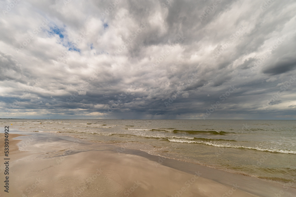 Jantar, Baltic Sea, beach, sea, sunset over the sea Jantar, Baltic Sea, beach, sea, sunset over the sea