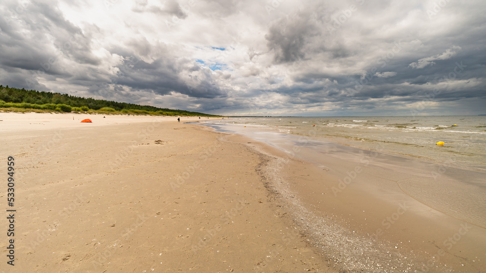 Obraz premium Jantar, Baltic Sea, beach, sea, sunset over the sea