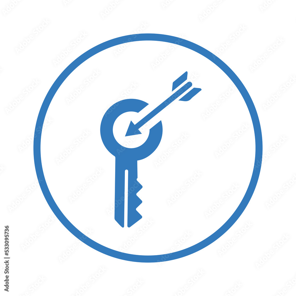 Key wording, target, key, keys, keyword icon. Blue vector graphics. Key wording, target, key, keys, keyword icon. Blue vector graphics.
