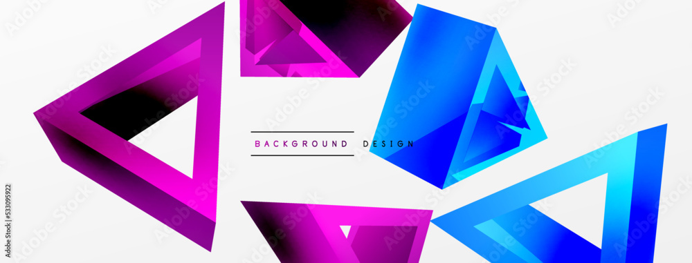 Triangle abstract background. 3d vector basic shape technology or business concept composition. Trendy techno business template for wallpaper, banner, background or landing