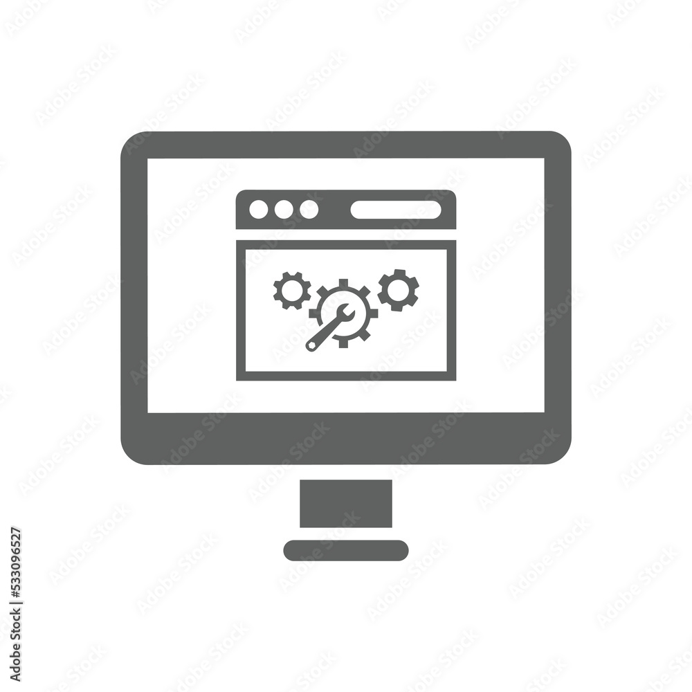 Optimization, website, configuration, gear, setting, settings icon. Gray vector graphics. Optimization, website, configuration, gear, setting, settings icon. Gray vector graphics.