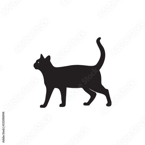 Cat vector logo design.Vector cat silhouette view side for retro logos  Isolated on white background