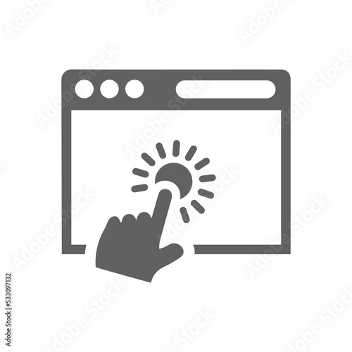 Page, web, click, ppc icon. Gray vector graphics.