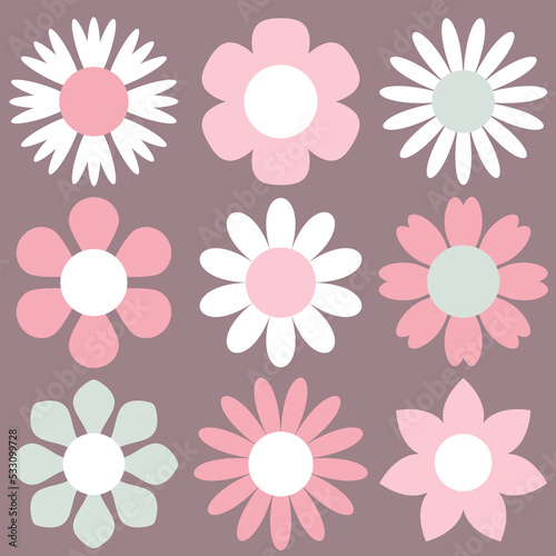 Set of beautiful pastel flowers 