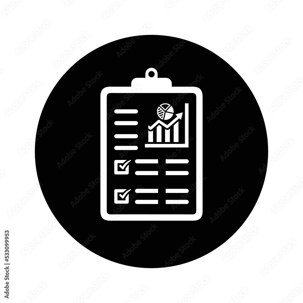 Report, analysis, document, paper, sheet icon. Black vector graphics. Report, analysis, document, paper, sheet icon. Black vector graphics.