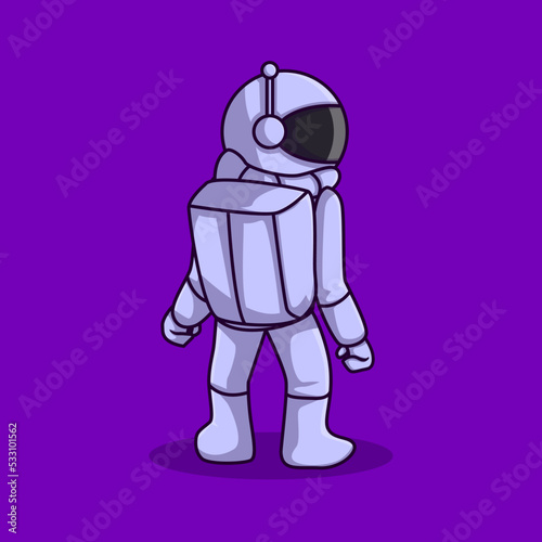 Vector illustration of astronaut character facing backwards