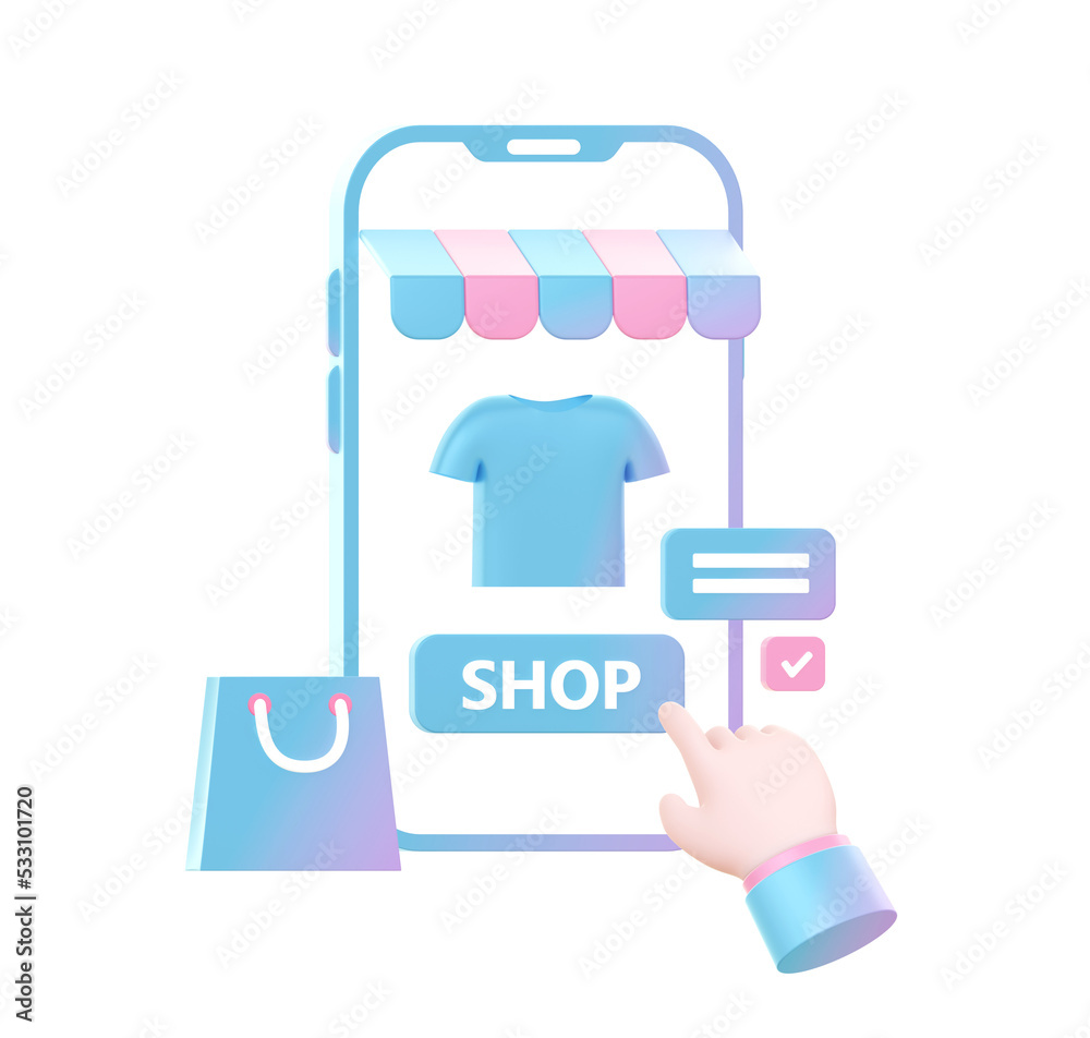 3d render of Gradient shopping and buying online on smartphone illustration icons for UI UX web social media ads designs 3d render of Gradient shopping and buying online on smartphone illustration icons for UI UX web social media ads designs