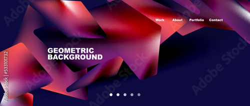 Abstract geometric landing page. Creative background for wallpaper, banner, background or web