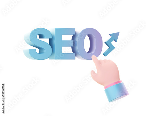 3d render of Gradient website and social media SEO with hand illustration icons for UI UX web social media ads designs