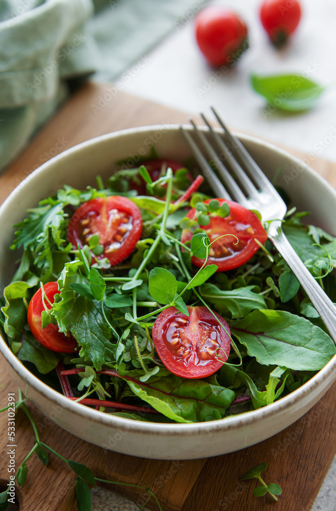 Vegan food: healthy fresh vegetables salad