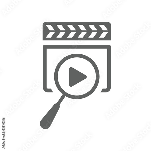 Video, search, videography icon. Gray vector sketch.