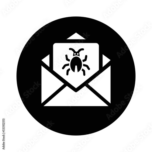 Virus, Bug, Emails, Email icon. Black vector sketch.